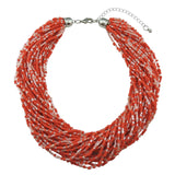 Bocar Multiple Strand Handmade Beaded 16" Statement Collar Necklace for Women 10402