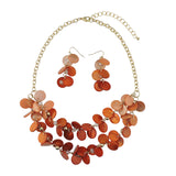 Bocar 2 Layer Statement Collar Shell Necklace and Earring Set for Women Gift, 18.5in, Yellow(10248)