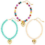 Bocar Chunky Gold Heart Necklace for Women Beaded Colorful Statement Necklace Cute Boho Y2k Choker Necklace for Gift Jewelry