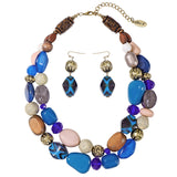 Bocar Chunky Necklaces for Women Trendy, 2 Layer Statement Necklace Fashion Collar Necklace, Handmade Costume Jewelry Women Gifts