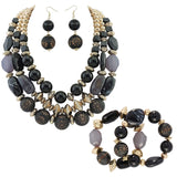 BOCAR 3 Layer Chunky Statement Beaded Necklace Fashion Multi Layer Women Collar Necklace
