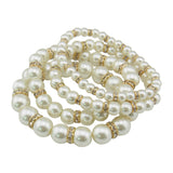 BOCAR 4pcs /Set Imitation Pearl Bracelets Crystal Women Multi Layer（BR1113）