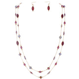 BOCAR 2 Layer Illusion Wire Beaded long Collar Statement Necklace with Earrings Long Necklace for Women (N0098)