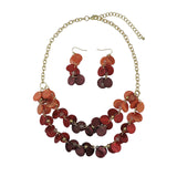 Bocar 2 Layer Statement Collar Shell Necklace and Earring Set for Women Gift, 18.5in, Yellow(10248)