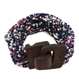 Bocar Wooden Beaded Bangle Bracelets for Women Boho Chunky Beaded Strand Bracelets Bohemian Summer Beach Bracelet Jewelry for Women