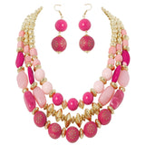 BOCAR 3 Layer Chunky Statement Beaded Necklace Fashion Multi Layer Women Collar Necklace