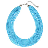 Bocar Multi Layer Seed Beads Chunky Bib Statement Cluster Collar Necklace for Women Gift, 19inch (NK-10351)