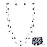 BOCAR 2 Layer Illusion Wire Beaded long Collar Statement Necklace with Earrings Long Necklace for Women (N0098)