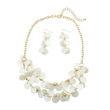 Bocar 2 Layer Statement Collar Shell Necklace and Earring Set for Women Gift, 18.5in, Yellow(10248)