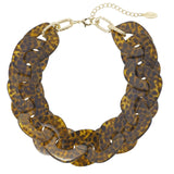 Bocar Large Acrylic Cuban Choker Chunky Statement Collar Necklace for Women Gift, 20inch (NK-10666）