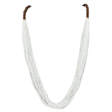 Bocar Long Multi Strand Handmade Beaded Statement Necklace with Gift Box, White, 40 inches, Women