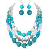 BOCAR 3 Layer Chunky Statement Beaded Necklace Fashion Multi Layer Women Collar Necklace