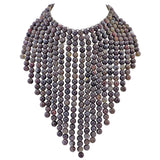 BOCAR Boho African Wooden Beaded Bib Statement Necklace Strands Layered Cluster Chunky Collar Choker Wood Necklace for Women Fashion Costume Jewelry(0065)