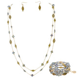 BOCAR 2 Layer Illusion Wire Beaded long Collar Statement Necklace with Earrings Long Necklace for Women (N0098)