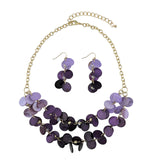 Bocar 2 Layer Statement Collar Shell Necklace and Earring Set for Women Gift, 18.5in, Yellow(10248)