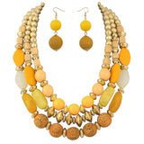 BOCAR 3 Layer Chunky Statement Beaded Necklace Fashion Multi Layer Women Collar Necklace