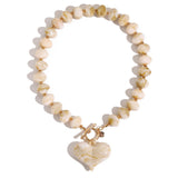 Bocar Chunky Gold Heart Necklace for Women Beaded Colorful Statement Necklace Cute Boho Y2k Choker Necklace for Gift Jewelry