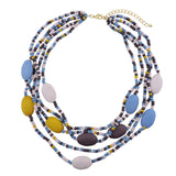 Bocar Multi Color 5 Layers Wood Beads Strand Statement Necklace for Women Chunky Collar (N0019)