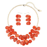 Bocar 2 Layer Statement Collar Shell Necklace and Earring Set for Women Gift, 18.5in, Yellow(10248)