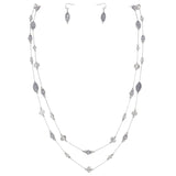BOCAR 2 Layer Illusion Wire Beaded long Collar Statement Necklace with Earrings Long Necklace for Women (N0098)