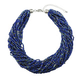 Bocar Multiple Strand Handmade Beaded 16" Statement Collar Necklace for Women 10402