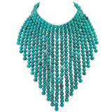 BOCAR Boho African Wooden Beaded Bib Statement Necklace Strands Layered Cluster Chunky Collar Choker Wood Necklace for Women Fashion Costume Jewelry(0065)