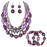 BOCAR 3 Layer Chunky Statement Beaded Necklace Fashion Multi Layer Women Collar Necklace