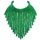 BOCAR Boho African Wooden Beaded Bib Statement Necklace Strands Layered Cluster Chunky Collar Choker Wood Necklace for Women Fashion Costume Jewelry(0065)