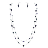 BOCAR 2 Layer Illusion Wire Beaded long Collar Statement Necklace with Earrings Long Necklace for Women (N0098)