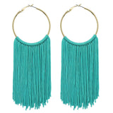 Bocar Boho Tassels Earring for Women Bohemian Hoop Drop Western Earrings Dangle Country Summer Beach Long Tassels Earrings for Women(ER1083)