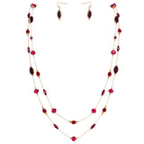 BOCAR 2 Layer Illusion Wire Beaded long Collar Statement Necklace with Earrings Long Necklace for Women (N0098)