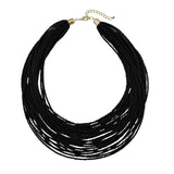 Bocar Multi Layer Seed Beads Chunky Bib Statement Cluster Collar Necklace for Women Gift, 19inch (NK-10351)