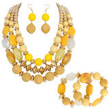 BOCAR 3 Layer Chunky Statement Beaded Necklace Fashion Multi Layer Women Collar Necklace