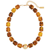 Bocar Chunky Gold Heart Necklace for Women Beaded Colorful Statement Necklace Cute Boho Y2k Choker Necklace for Gift Jewelry