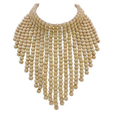 BOCAR Boho African Wooden Beaded Bib Statement Necklace Strands Layered Cluster Chunky Collar Choker Wood Necklace for Women Fashion Costume Jewelry(0065)