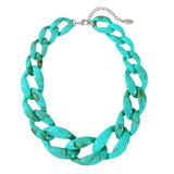 Bocar Statement Chunky Fashion Acrylic Beads Choker Cube Link Chain Necklace for Women Gifts(10510)