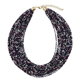 Bocar Multi Layer Seed Beads Chunky Bib Statement Cluster Collar Necklace for Women Gift, 19inch (NK-10351)