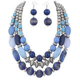 BOCAR 3 Layer Chunky Statement Beaded Necklace Fashion Multi Layer Women Collar Necklace