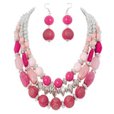 BOCAR 3 Layer Chunky Statement Beaded Necklace Fashion Multi Layer Women Collar Necklace