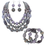 BOCAR 3 Layer Chunky Statement Beaded Necklace Fashion Multi Layer Women Collar Necklace