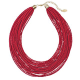 Bocar Multi Layer Seed Beads Chunky Bib Statement Cluster Collar Necklace for Women Gift, 19inch (NK-10351)