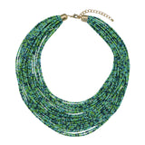 Bocar Multi Layer Seed Beads Chunky Bib Statement Cluster Collar Necklace for Women Gift, 19inch (NK-10351)