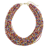 Bocar Multi Layer Seed Beads Chunky Bib Statement Cluster Collar Necklace for Women Gift, 19inch (NK-10351)