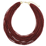 Bocar Multi Layer Seed Beads Chunky Bib Statement Cluster Collar Necklace for Women Gift, 19inch (NK-10351)