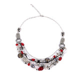 BOCAR Newest Multi Layer Chain Crystal Colored Glaze Statement Women Strand Necklace