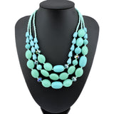BOCAR Layered Strands Natural Turquoise Statement Chunky Necklace for Women  (114)