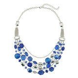 BOCAR Newest Multi Layer Chain Crystal Colored Glaze Statement Women Strand Necklace