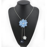 Bocar Long Chain Flower Pendant Necklace for Women