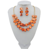Beryohz 2 Layer Statement Choker Shell Necklace and Earring Set for Women Gift