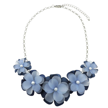 Bocar Acrylic Flower Pendant Collar Statement Choker Necklace for Women, 18.8inch (NK-10241)